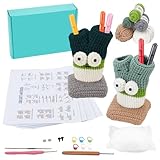 ACRNIGHEET かぎ針編みキット 初心者用 ネギペンホルダー かぎ針編みスターターキット 編み物キット DIYクラフトキット 大人へのギフトキット ステップバイステップのビデオチュートリアル付き