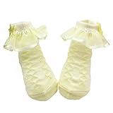 ベビーイエローキュートレースフリルフリルアンクルソックス