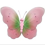 Hangingバタフライグリーンピンクツートンカラーナイロンメッシュ蝶デコレーション装飾赤ちゃん保育園寝室女の子部屋天井壁装飾結婚式誕生日パーティーベビーシャワーバスルームキッズChilds 3dアー