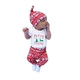 AmazingDeal 子供服 女の子 男の子 クリスマス サンタ 長袖　春秋冬 上装下装帽子３点綿製品 衣装 可愛い (70)