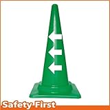 Safety First 左矢印 文字入りカラーコーン 緑 (片面)