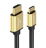 【8K安定版】Sikai 8K Mini HDMI to HDMI 変換ケーブル 双方向転送 HDMI2.1規格 48Gbps帯域幅 8K@60Hz 4K@120Hz支持 HDR/HIFI/4:4:4RGB/eARC対応 24K金メッキプラグ 銀メッキ銅線 ハイスピード 0.5m~5m長さ(HDMIタイプAオス - ミニタイプCオス) (ゴールド, 5m)