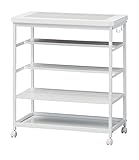 キッチン収納 収納家具 食器棚 キッチン台 キャスター 付き の ワゴン カウンター の ある キッチンストッカー Shefca キッチンワゴン ホワイト