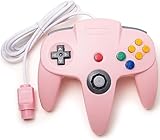 クラシックN64コントローラー、レトロN64有線ジョイスティック交換用ゲームパッドコントローラー、N64システムビデオゲームコンソール用、ピンク。