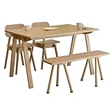 ダイニング4点セット 120cm幅テーブル MOON &amp; SISCO ムーン シスコ テーブルセット ダイニングセット ダイニングテーブル+チェア2脚+ベンチ オーク ラバーウッド 北欧 ホワイト 白木木目調