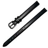 トンチャーメー 腕時計用ベルト 7ｍｍ 8mm 10mm 交換ベルト本革 カーフ レザー 牛革 腕時計バンド 柔らかい 細い 軽量 レディース 交換用工具付き(7mm,ブラック)