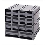 Quantum QIC-12123GY Interlocking Gray Storage Cabinet with 14 Gray Drawers, 11.38-Inch by 11-3/4-Inc