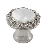 Vicenza Designs K1148P Liscio Round Stone Insert Knob with Small Base, Mother of Pearl, Small, Polis