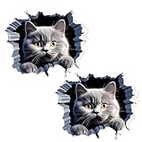 ZQX 車用デカール ねこ 可愛い 傷隠し ねこステッカー 日焼け止め 耐摩耗性 防水 車用デコレーション 3Dステッカー 2枚セット