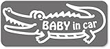 imoninn BABY in car ステッカー　【マグネットタイプ】　No.67　ワニさん　（シルバーメタリック）