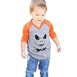 Fheaven (TM) 幼児 赤ちゃん 女の子 ハロウィン トップス 長袖 カートゥーン デビル プリント Tシャツ トップス ブラウス 3-4 Years オレンジ