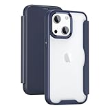 YUYIB スマホケース 対応 iPhone 14 ケース 6.1" 手帳型 背面 クリア 透明 高級なPUレザー+PCパネル+TPUバンパー マグネットが内蔵 衝撃吸収 軽量薄型 ブランド 対応 アイフォン14 手帳型 ケース (ブルー)