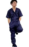つなぎ メンズ おしゃれ 作業着 半袖 ツナギ 作業服 NAVY（紺） 6L