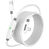 Dalugo Quest向け Linkケーブル 5m 60W急速充電ポート付き リンクケーブル 対応Quest3s/対応Quest3/Quest2用 対応Pico4 Ultra/4/3/2用等VRヘッドセット Oculus用 充電リンクケーブル Type-C L字型 USB 3.2 5Gbps高速データ伝送 PC/Steam等VRゲームに 遊びながら急速充電コード（ホワイト）