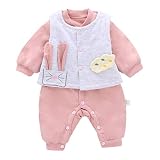 キッドジャンプスーツ服 新生児 ロンパース ベビークローラー コットン ロングスリーブ アウトフィット - ボタンジャンプスーツ 秋と冬ウォームジャケット男女 Romper 2 Pcs Zhhyltt