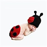 [ラッキージャパン]ベビー コスチューム てんとう虫 編み 動物型 記念写真服装 満月 百日 着ぐるみ 毛糸 ladybug ベビー服 出産祝い