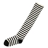 (靴下屋)kutsushitaya キッズ ボーダーニーハイソックス16〜18cm クロ＋オフ