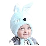 inkachベビー女の子冬イヤーフラップハットかわいいウサギ耳暖かいぬいぐるみニット帽キャップ One Size ブルー