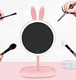 LED化粧鏡 化粧ミラー 鏡 女優ミラー led付き 明るさ調節可能 充電式 収納 自然光 柔らかい光 折りたたみ式 内蔵リチウム電池 (ピンク)