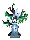 9 Foot Tall Halloween Inflatable Grave Scene Skeletons Ghosts on Dead Tree with Tombstone New Party 