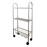 スリム ワゴン キャスター 付 幅17.5cm x 奥行42.5cm x 高さ85cm ( キッチン リビング ルーム 洗面所 寝室 用途 に 合わせて 使用 可能 キャスター付き 収納 ワゴン 少しの 隙間 を 利用 して 収納 可能 キ