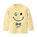 名入れ 長袖 スマイル柄 Tシャツ / ベビーサイズ [BT442] 90cm ライトイエロー 出産祝い 誕生日 プレゼント おしゃれな 名前入り ベビー服