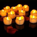 AdvocatorワックスDripped電池式無香料小型LED Flameless Candleちらつきキャンドルwithタイマー – 6hr on-18 HRオフオレンジイエローちらつきLEDティー