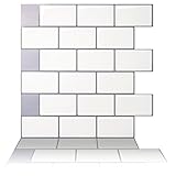Tic Tac Tiles anti-mold 剥がして貼れる  防カビ仕様ウォールタイル モノホワイト 地下鉄駅風 9.65" x 9.65" AHBBW04-10