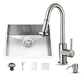 Vigo 23インチアンダーマウントシングルボウル16ゲージステンレススチールキッチンシンクwith Astorステンレススチール蛇口、グリッド型部品、ストレーナー、ソープディスペンサー