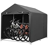 ガービー(Garvee) サイクルハウス ガレージ 頑丈 420D 防水 3台用 サイクルポート 自転車テント 収納 梅雨対策 三角屋根 ブラック