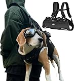 Wakytu 犬用リフトハーネス 全身犬用バックパックハーネス 緊急用犬用バックパック 障害者、高齢者、関節損傷、安定性を失った犬用 小型 (黒い, 2XL)