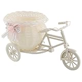 funnytoday365花プラスチックホワイト三輪車自転車デザインフラワーバスケットコンテナの花植物ホームWeddding装飾花瓶2312 59 cm