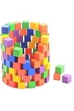 (ADOSSY) 積み木 知育 木製 立方体 小さなキューブ 100個 (100個 カラフル)