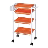 トレーワゴン オレンジ [ エステワゴン ネイルワゴン キッチンワゴン マルチワゴン サイドワゴン キャスター付き 収納 業務用 サロン ワゴン ラック ]◆