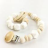 歯がため ラトル 赤ちゃんのおもちゃ ママ授乳ジュエリー 歯固めブレスレット/ペンダント 天然木 リング[BPAフリー][FDA認可済]木育 安全 無味 ワイト 2枚セット