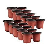 植木鉢,YIFAN 50個セット プラスチック 花 保育園 ポット 庭 植物 シードポット 植栽 装飾 植える - ブラウン+ブラック