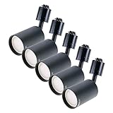 ダクトレール用スポットライト シリンダータイプ GU10口金 LED電球6W電球色付き ブラック(5個セット)