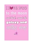 Feel Good Art Thick Nursery Box Canvas I Love You To The Moon and Back (A3, Pink) by Feel Good Art