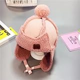 Kayiyasu ベビー帽子 子ども用キャップ 裏起毛 耳あて付き 裏ボア ポンポン付き 裏ファー 耳カバー 2way 男女兼用 キッズロシア帽 フライトキャップ 021-yezz-024(46-51
