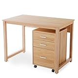 LOWYA （ロウヤ） デスクセット ワゴン パソコンデスク 勉強机 スチール脚 オーク 木目調 サイドチェスト キャスター付 学習机 新生活 選べる3サイズ 幅100cm