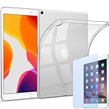 GWAAN 【強化ガラスフィルム付き（ブルーライトカット）】iPad 10.2インチ 第９世代 第８世代 第７世代 と互換性あり 兼用ケース クリアケース TPU素材で柔らかい 背面カバー A2602 A2604 A2603 A2605 A2197 A2200 A2198 A2270 A2428 A2429 A2430
