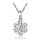 スノーフレーク ペンダント ネックレス S925 シルバー ネックレス おしゃれ ジュエリー アクセサリー ジルコン 結婚式 ウエディング パーティー (ホワイト)