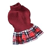 beanspet 犬服 ワンピース 秋冬 冬 犬 服 ドッグウェア 暖かい つなぎ 可愛い おしゃれ 小型犬 中型犬 秋 タータンチェック (レッド, M)