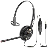 Arama 携帯電話ヘッドセット マイク付き ノイズキャンセリング 3.5mm 有線ヘッドセット iPhone Samsung PC iPad用 Skype用 コンピュータヘッドセット ビジネスオフィス用 クリアチャット ユニバーサル接続 (A800MP)