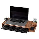 机上台 モニター台 モニタースタンド モニターラック ディスプレーを高まるラック デスクトップシェルフ 2段式収納 キーボード収納 パソコン ノートパソコン 組立簡単 工具不要  猫背を防ぐ 幅56cm×奥行28cm×高さ7.5cm (ブラ