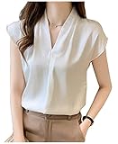 [エムズ ミミ] ブラウス レディース 白 大きいサイズ 半袖 vネック トップス オフィス 半そで はんそで 薄い 薄手 プルオーバー シャツ tシャツ カットソー セクシー 切り替え 切替tシャツ 切替 きれいめ カジュアル 無地 ビジネス デート着 春夏 春 夏 夏服 夏用 レディーズ 婦人 ふじん レディー レディス レディ 女性 女 ゆったり しろ ホワイト 大きい サイズ XL 白色