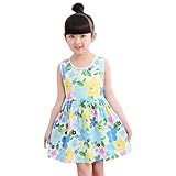 Cutelove 子供ドレス　ワンピース　ノースリーブ　女の子　夏　素敵　プリント　プリンセス　コットン　袖なし鮮やかな色　全8色　超可愛い