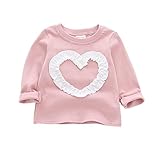 ALLAIBB ベビー Tシャツ 長袖 キッズ ロングｔシャツ 女の子 春 秋 心柄 可愛い 赤ちゃん トップス 普段着 size 100 (ピンク)