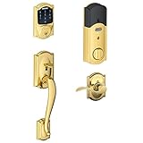 Schlage Connect Camelot Touchscreen Deadbolt with Built-In Alarm and Handleset Grip with Accent Leve