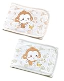 青空販売　赤ちゃん　カラードコットン　さる柄　腹巻き　2枚セット　春夏秋冬 (バナナとさる＆春秋用, 6ヶ月-3歳)
